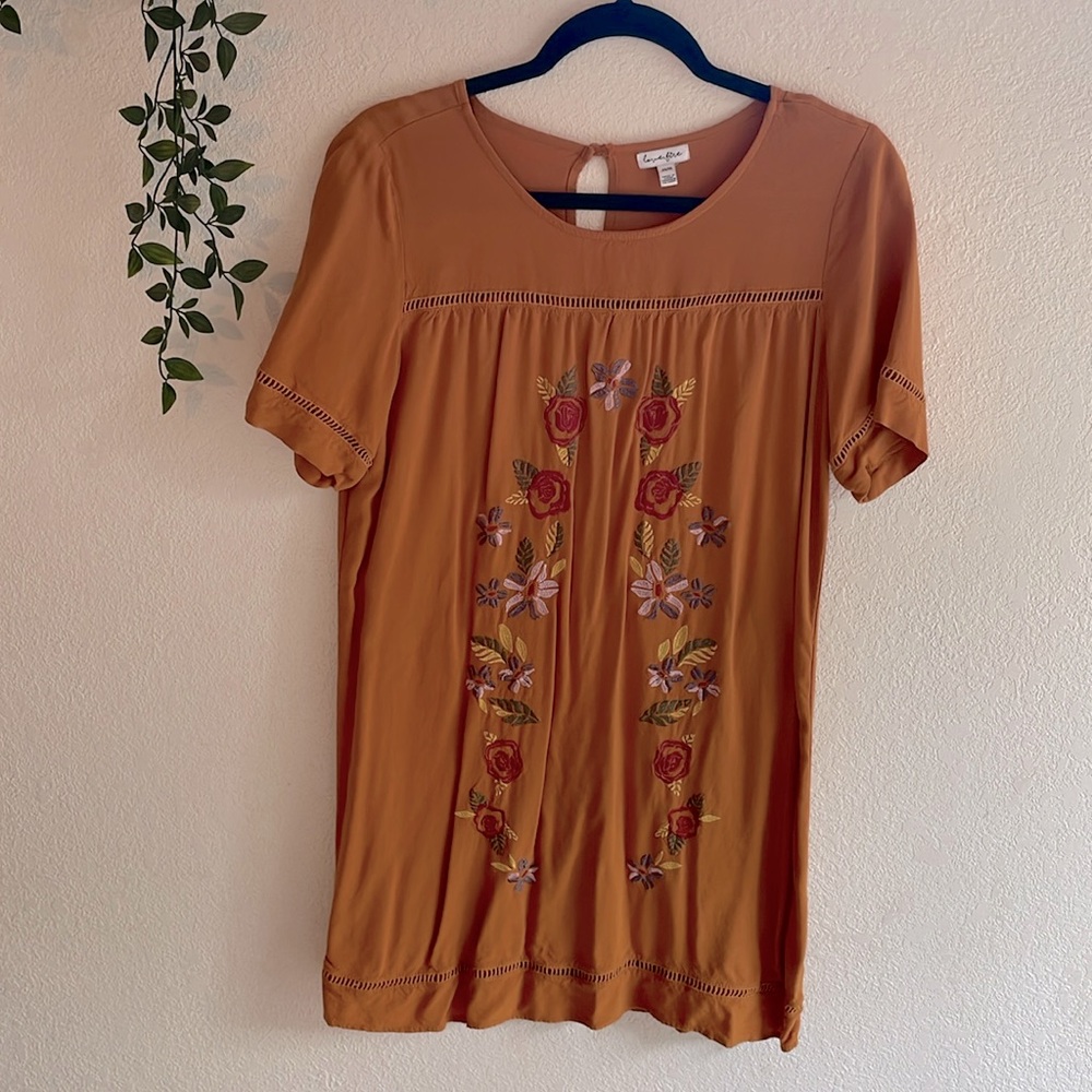 Love Fire Embroidered Mini Dress